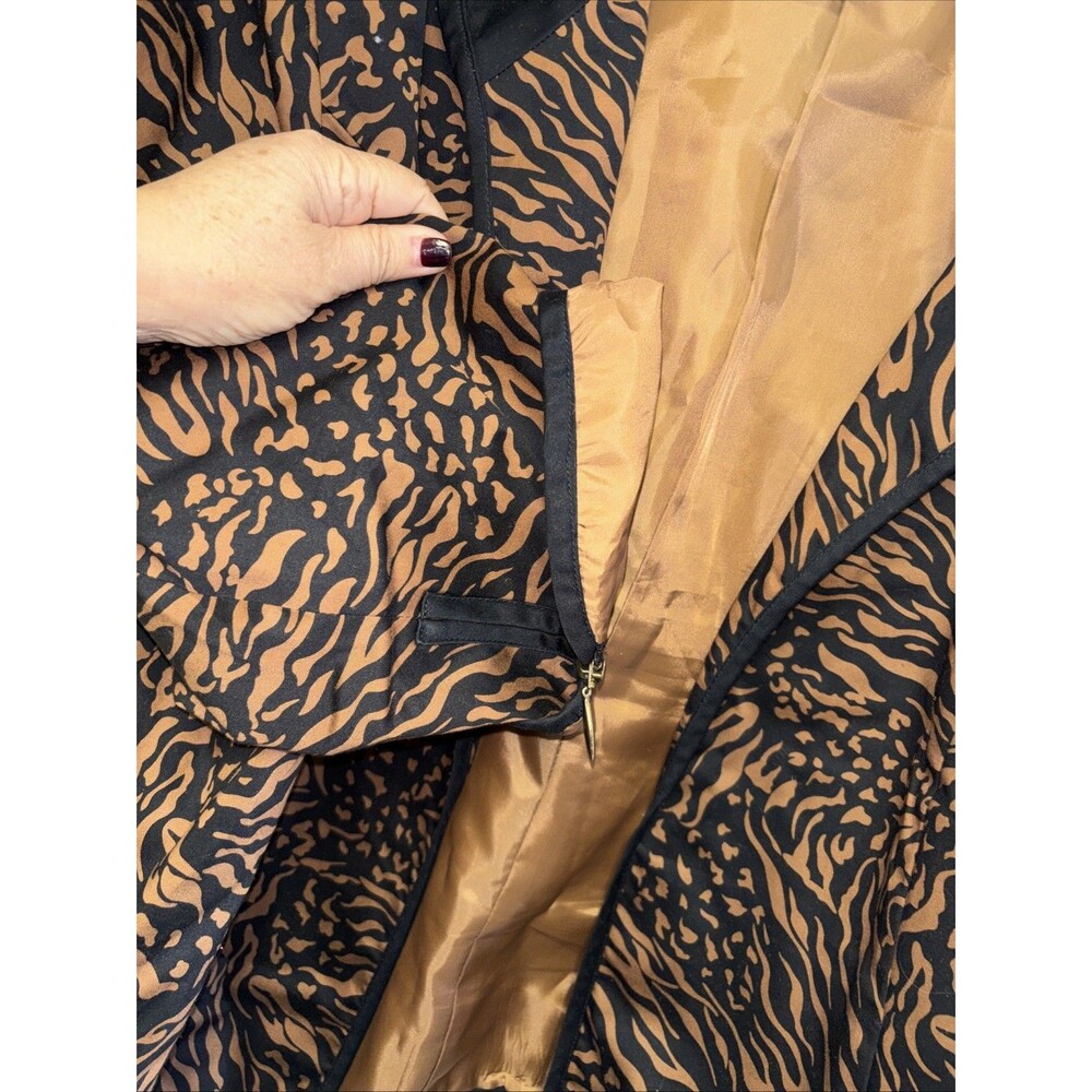 Patrick Christopher Jacket Women 3X Black Brown Animal Print Blazer Open Zip - Picture 5 of 7